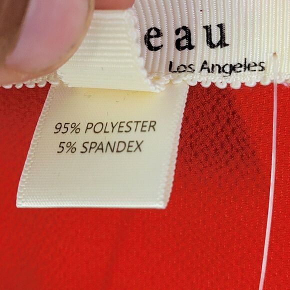 Monteau Womens Sz M Red Solid Cap Sleeve Peplum Blouse - Picture 8 of 12